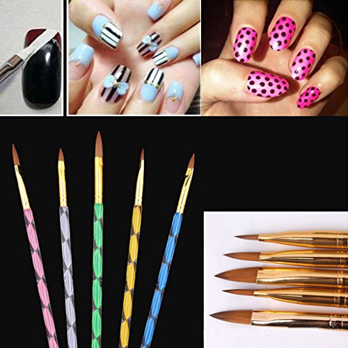SCASTOE 1Set Acrylic Nail Art Brushes UV Gel Carving Liquid Powder DIY Pen No.4/6/8/10/12