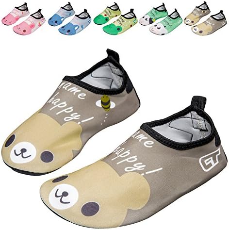 JIANJIANJIAO Girls/Boys Lightweight Water Shoes Soft Barefoot Shoes Quick-Dry Aqua Socks For Toddler Little Kid And Big Kid,Brown,32/33 EU,12.5-13.5 M US Little Kid