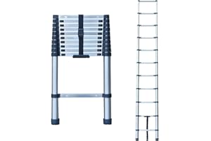 Telescoping Ladder, 12.5 FT Stainless Steel Extension Ladder for Home, Collapsible Ladders 330 Lb Max Capacity, Multi-Purpose