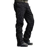 CRYSULLY Men's Cargo Pants Tactical Work Pants for Men Ripstop 9 Pockets Construction Trousers (No Belt)
