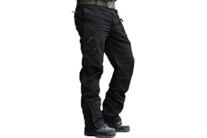 CRYSULLY Men's Cargo Pants Tactical Work Pants for Men Ripstop 9 Pockets Construction Trousers (No Belt)