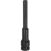 HARFINGTON Deep Thin Wall Impact Socket 7mm Metric 6 Point Socket 1/2" Square Drive 5" Extra Long Phosphated CR-V Steel Industrial Grade Spindle Axle Nut Socket, Black