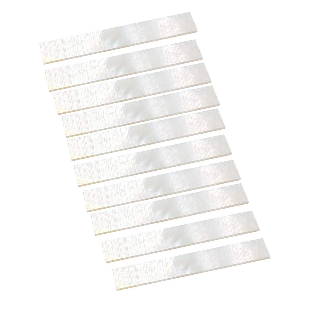 Alnicov 10Pcs Inlay Material White Mother of Pearl Shell Blanks Sheet for Guitar Fingerboard Parts 43x7x1.2mm