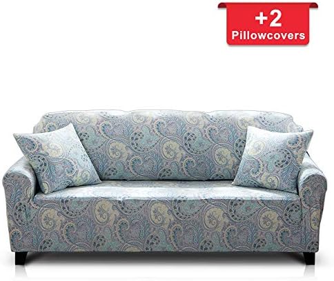 Hipinger Spandex Fabric Stretch Couch Cover Sofa Slipcover Stylish Furniture Protector for 4 Cushion Couch (4 Seater, Paisley)