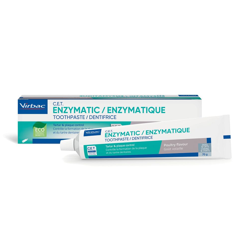 Virbac CET Enzymatic Toothpaste for Dogs - Control Bacteria & Reduce Plaque | Poultry Flavour | 70G