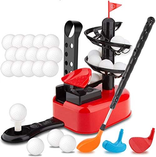 Junior Golfer Deluxe Kids Golf Trainer Automatic Tee Machine Toy Play Set with 15 Balls, Golf Club and 3 Heads | Indoor Exercise Practice Swing | Outdoor Yard Active Lawn Activity Training Equipment Junior Golfer Deluxe Kids Golf Trainer Automatic Tee Machine Toy Play Set with 15 Balls, Golf Club and 3 Heads | Indoor Exercise Practice Swing | Outdoor Yard Active Lawn Activity Training Equipment