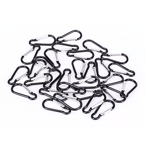 100pcs Aluminum Carabiner Spring Clip Hook Keychain Buckle Pack Bulk for Camping Hiking Rv Fishing Traveling Backpack Bottle, Black
