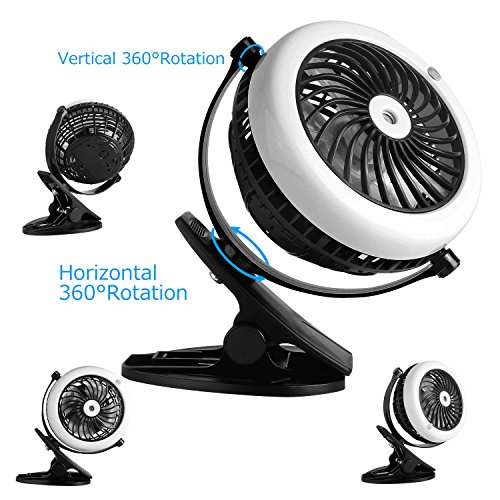 Clip On Fan, Stroller Fan Battery Operated Fan Portable Misting Personal Cooling Fans USB Mini Desk Table Fan for Baby Stroller,Home,Office,Travel