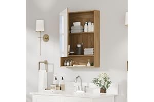 GRUSIGN Bathroom Medicine Cabinet Mirror, 32" x 24" Bathroom Mirror with Storage, Medicine Cabinet Organizer with Single Door for Laundry Room, Entryway