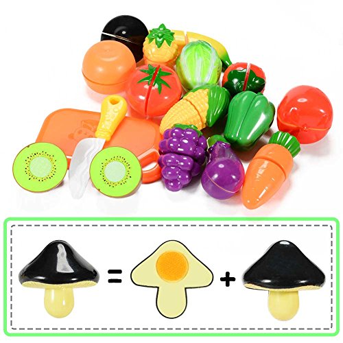 image for ThinkMax Play Food Set for Kids, 18 Pcs Cutting Food Toy for Pretend P