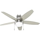 Hunter 52 inch Indoor Ceiling Fan with LED Light - Ceiling Fan with Pull Chain, For Bedroom, Living Room, or Kitchen, Low Pro