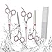 Dog Grooming Scissors, JeeMax 5 Pcs Professional Pet Grooming Scissors for Dog Cat Body Face Ear Nose Trimming- Stainless Steel Shears with Pouch and Clean Cloth