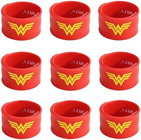 FancyDressWale Superhero Slap Bracelet for Kids Boys & Girls Birthday Party Supplies Favors Wonder Women Pack of 9