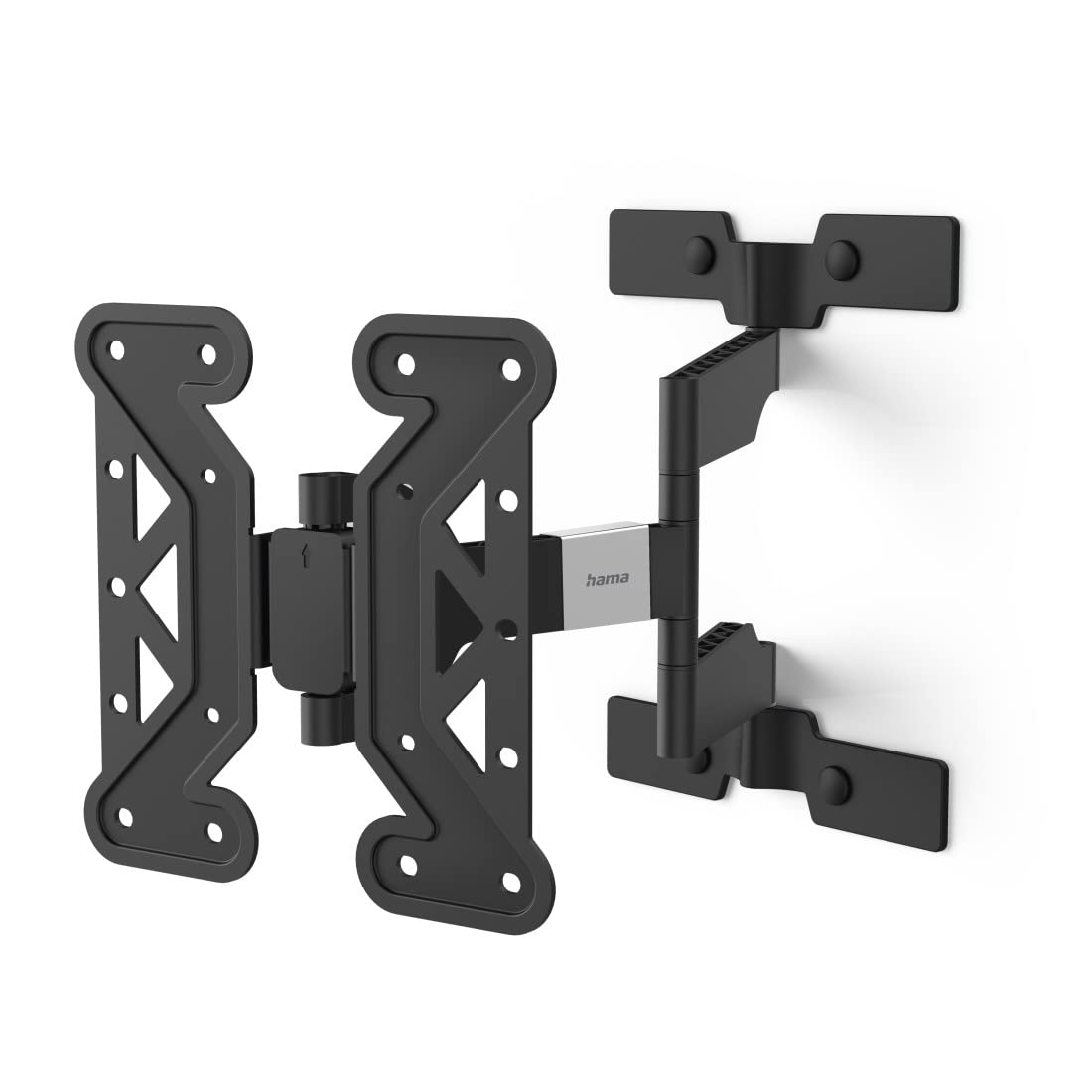 Hama TV Wall Mount Swivelling, Tiltable, Slim (TV Wall Mount 19-48 Inches, VESA 100 x 100 to VESA 200 x 200, up to 25 kg, 3 Joints, Extendable Bracket, with Fischer Dowels and Drilling Template) Black