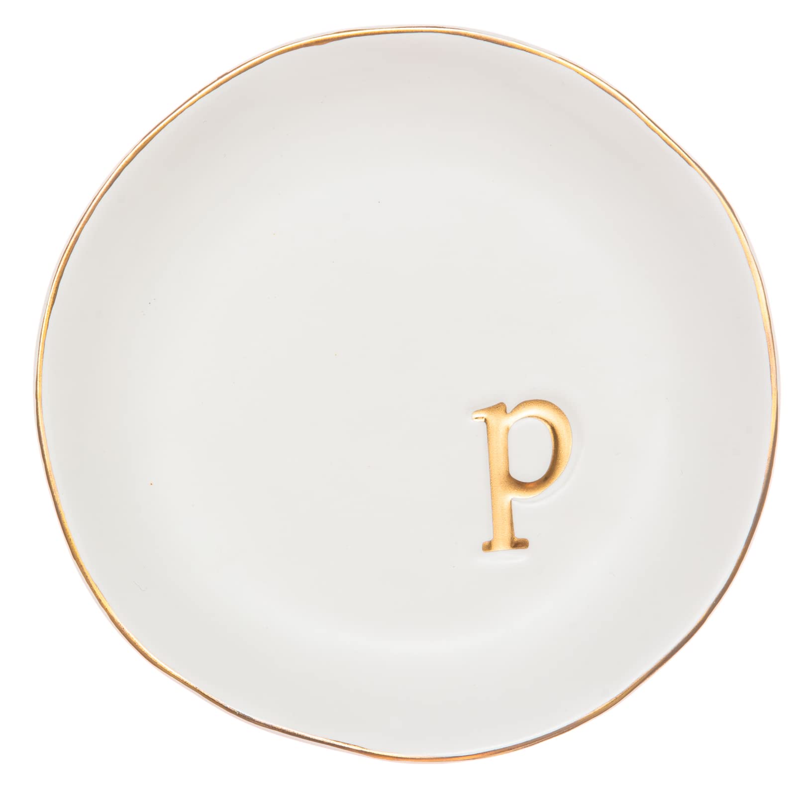 Photo 1 of COLLECTIVE HOME - Ceramic Jewelry Tray, Decorative Trinket Dish for Rings Earrings Necklaces Bracelet Watch Keys, Birthday Mother's Day Christmas Gift for Women, 4.75", White Surface (P)