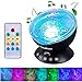 Ocean Wave Projector, Ohuhu 12 LED 7 Colors Changing Remote Control Night Light With Built-In Music Player, Undersea Projector Lamp For Kids Adults Bedroom Living Room Decoration, Black