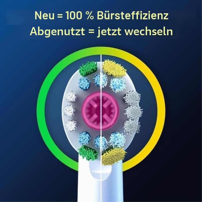 Pro 3D White Elektrische Zahnbürstenköpfe, X-förmige Borsten und Einzigartiger Polierbecher für Zahnaufhellung und zum Entfernen von Oberflächenflecken, 8 Stück Zahnbürstenköpfe, Weiß