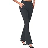 Womens Dress Pants Stretchy Business Casual Flare Trousers Petite Lightweight Pull On Office Slacks with Pockets