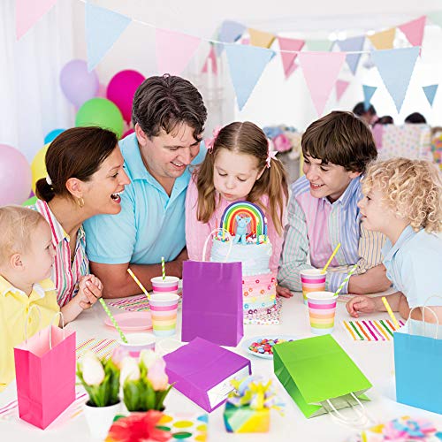 LovesTown Colorful Gift Bags, 18 PCS Colored Paper Bags Rainbow Party Favor Bags Kraft Candy Bags with Handle for Birthday Wedding and Party Celebrations