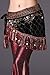 ZLTdream Women's Tribal Belly Dance Hip Scarf with tassel & copper Dark Red