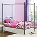 Girl's Grey Metal Canopy Bed Twin Sized Princess Gray Frame Vintage Antique French Country Victorian Style Kids Bedroom Furniture Mattress Mosquito Nets Curtains Bedding Pillows Blankets Not Included