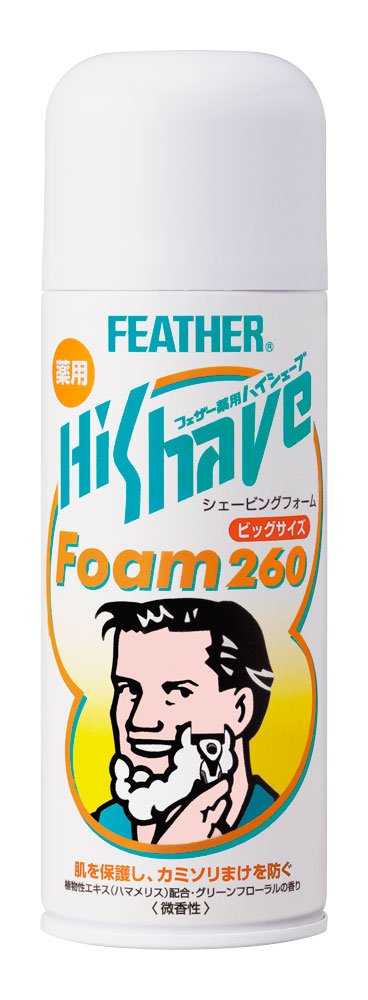 フェザー安全剃刀 FEATHER(フェザー) 薬用 ハイシェーブフォーム 260g 微香性 グリーンフローラル シェービングフォーム カミソリ メンズ 髭剃り (医薬部外品) 260グラム (x 1)商品画像