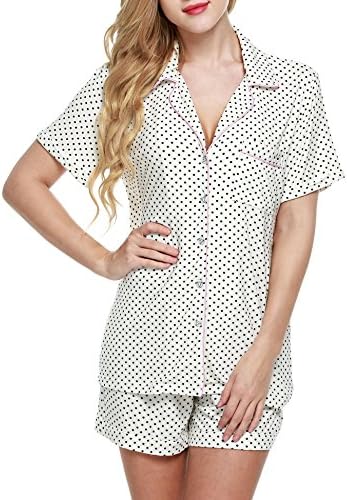 luxilooks Women Pajamas Set Short Sleeve Sleepwear Button Down Nightwear Pjs XS-XXL