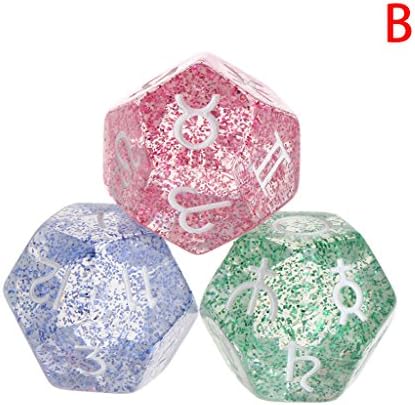 YUNAWU Multicolor 12 Sided Resin Dice Astrology Tarot Constellation Divination 3pcs