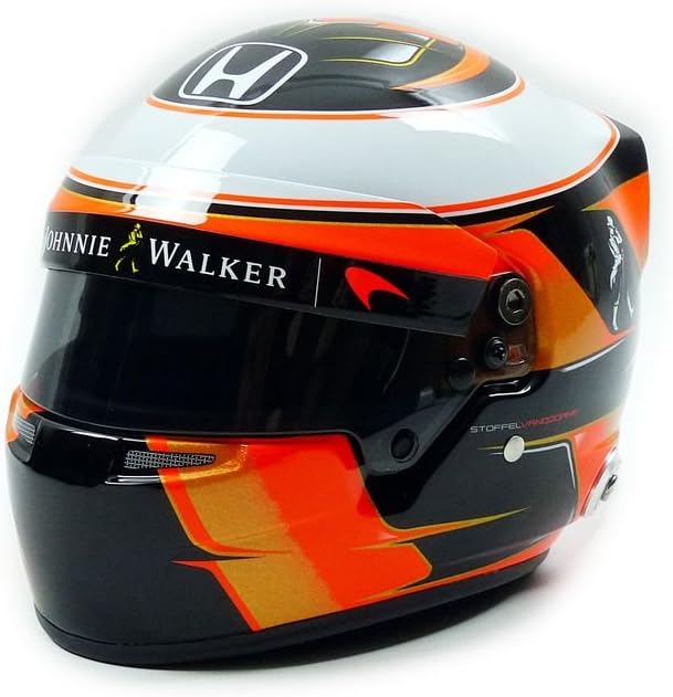 Mini Helmet vandoorne2017 Helmet – S. VANDOORNE – Mclaren Honda 2017 – Scale: 1/2, Black/White/Orange