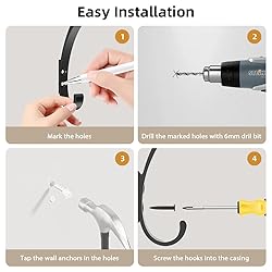KYOEON Coat Hooks Wall Mounted, 4Packs