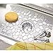 mDesign Pebbles Kitchen Sink Protector Mat, Divider Protector, Suction Sponge Holder - Pack of 3, Clear