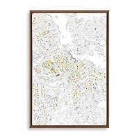 Framed Canvas Wall Art World City map Canvas Prints Home Artwork Decoration for Living Room,Bedroom - 16x24 inches
