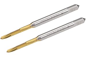 uxcell Spiral Point Plug Threading Tap M2 x 0.4 Thread, Ground Threads H2 3 Flutes, High Speed Steel HSS 6542, Titanium Coate