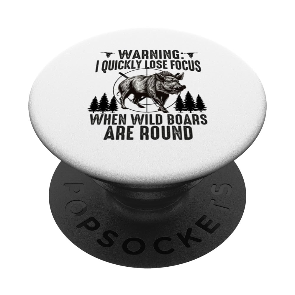 Hog Hunting Men Dad Wild Boar Pig Hunter Funny Feral swine PopSockets Swappable PopGrip