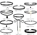 FIBO STEEL 10 PCS Womens Black Velvet Choker Necklace for Girls Lace Choker Tattoo Necklace