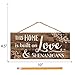 This Home is Built on Love Distressed Look 5 x 10 Wood Plank Design Hanging Sign