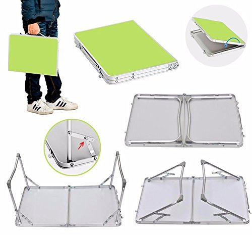 Yaheetech Foldable Laptop Table/Breakfast Serving Bed Tray/Portable Mini Picnic Table with Inner Storage Space and Soft Handle for Sofa Couch Floor (Green)