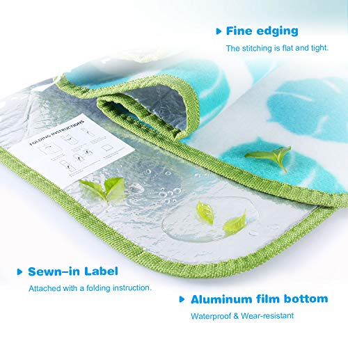 WolfWise 79"x79" XXL Picnic Blanket Extra Large Fleece Beach Mat with Waterproof Backing Anti Sand, Green Small Monstera