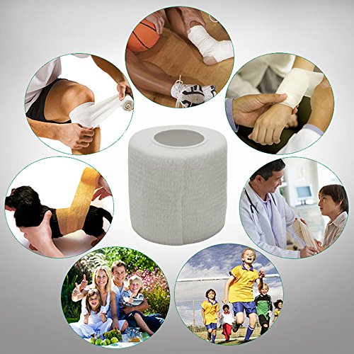 Homgaty 9 Pack Self Adherent Cohesive Wrap Bandages,Strong Sports Tape for Wrist,Ankle Sprains & Swelling,First Aid Sports Vet Tape Medical Supplies,Self Grip Roll - 2/3/4inch,White,Blue,Black