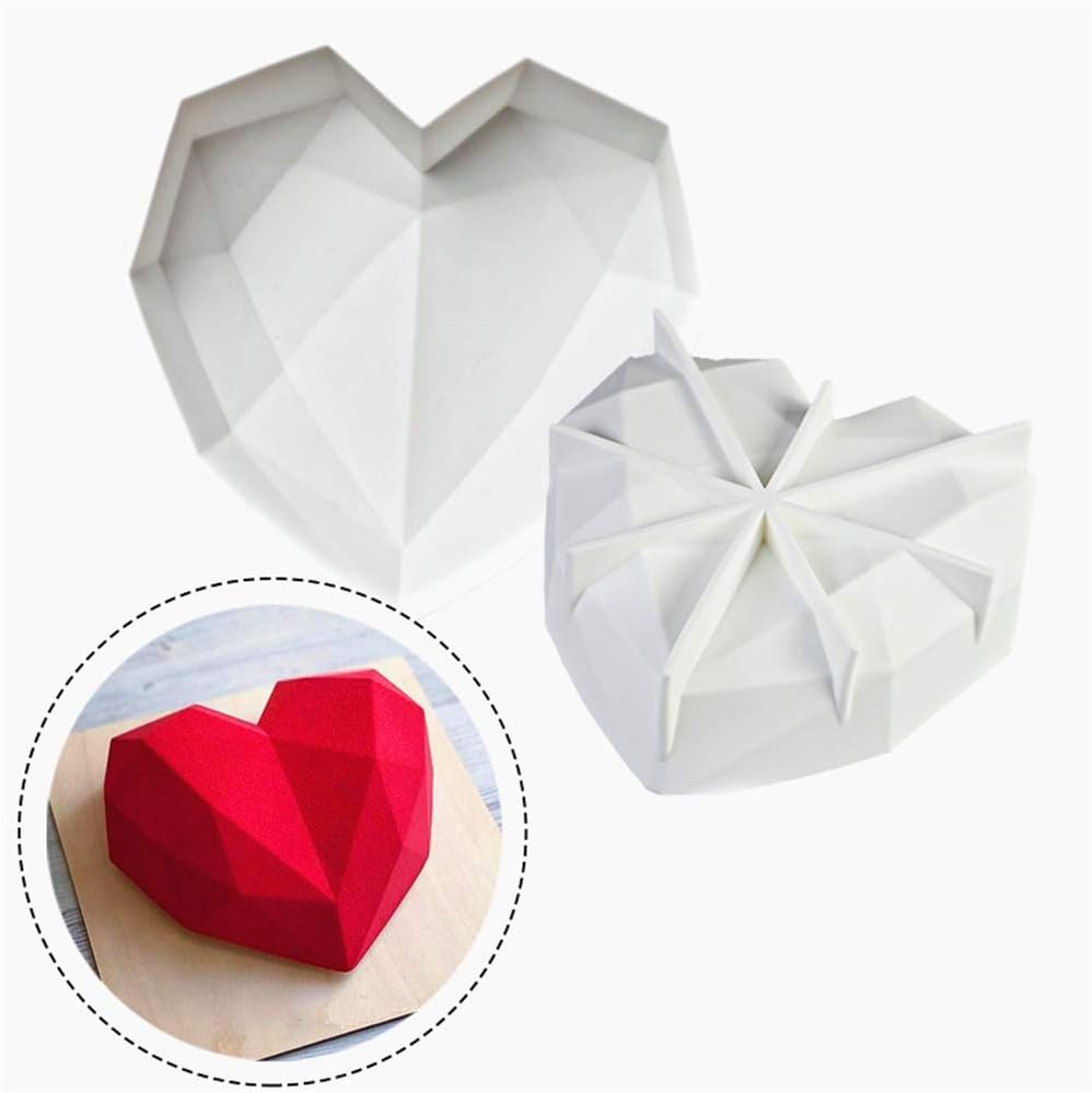 Molde de silicona 3D con forma de corazón de diamante, molde de postre