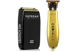 Supreme Trimmer 2-in-1 Crunch Lite Foil Shaver & T-Shaper Trimmer Set | ST5200 Beard Trimmer STF600 Electric Razor | Travel or at Home Hair Cutting Kit | Gold