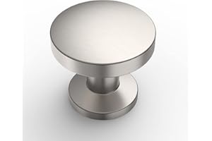 Amerdeco 10 Pack Brushed Satin Nickel Cabinet Knobs 1.2 Inch(30mm) Single Hole Cabinet Handles Round Dresser Knobs Drawer Knob for Bathroom Cabinets