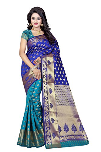 Saree ( Nirja Creation Women's Cotton silk South asian Banarasi Saree