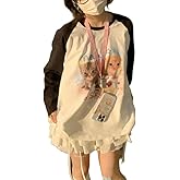 OATSBAS Y2K Cute Sweatshirts for Women Teen Girls Animal Print Long Sleeve Preppy Sweatshirt Kawaii Clothes
