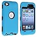 Blue Deluxe Hybrid Premium Rugged Hard Soft Case Skin Cover for iPod Touch 4th Generation 4G 4