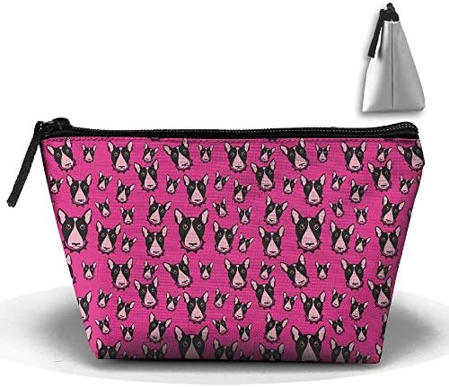 LogicBB Bull Terrier Print Makeup Bag Travel Cosmetic Pouch Storage Brush Holder Toiletries Bag Waterproof Jewelry Organizer With Zipper For Women&amp;Girls