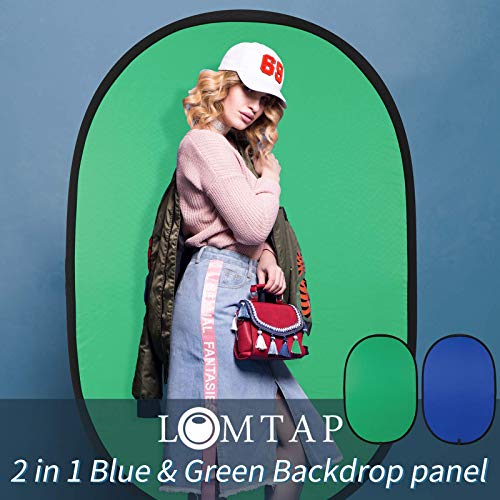 LOMTAP Photography Backdrop 2 in 1 Green Blue 5ft x 6.5ft Collapsible