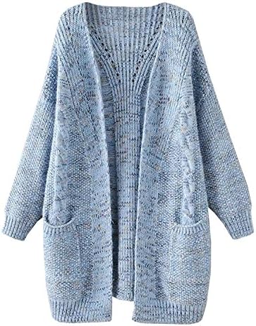 Ourfashion Women's Cable Twist School Wear Boyfriend Pocket Open Front Cardigan
