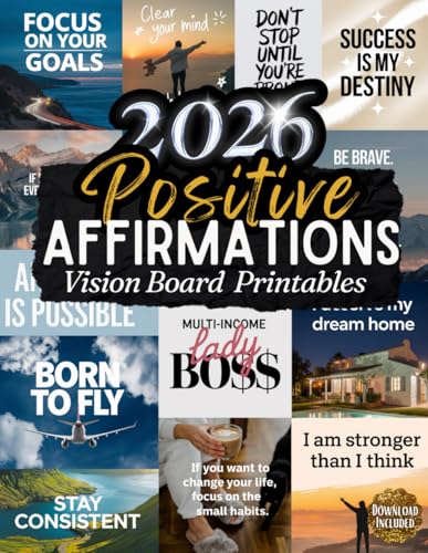 Positive Affirmations Vision Board Clip Art Book: Powerful Affirmation Cards for Every Area of Life Goal, Family, Health, Finances, Personal Growth and More (2026 vision board supplies)