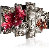 Buddha Canvas Wall Art Silver Contemplation 5 Panels Wall Decor Framed Modern Picture Print Painting (40